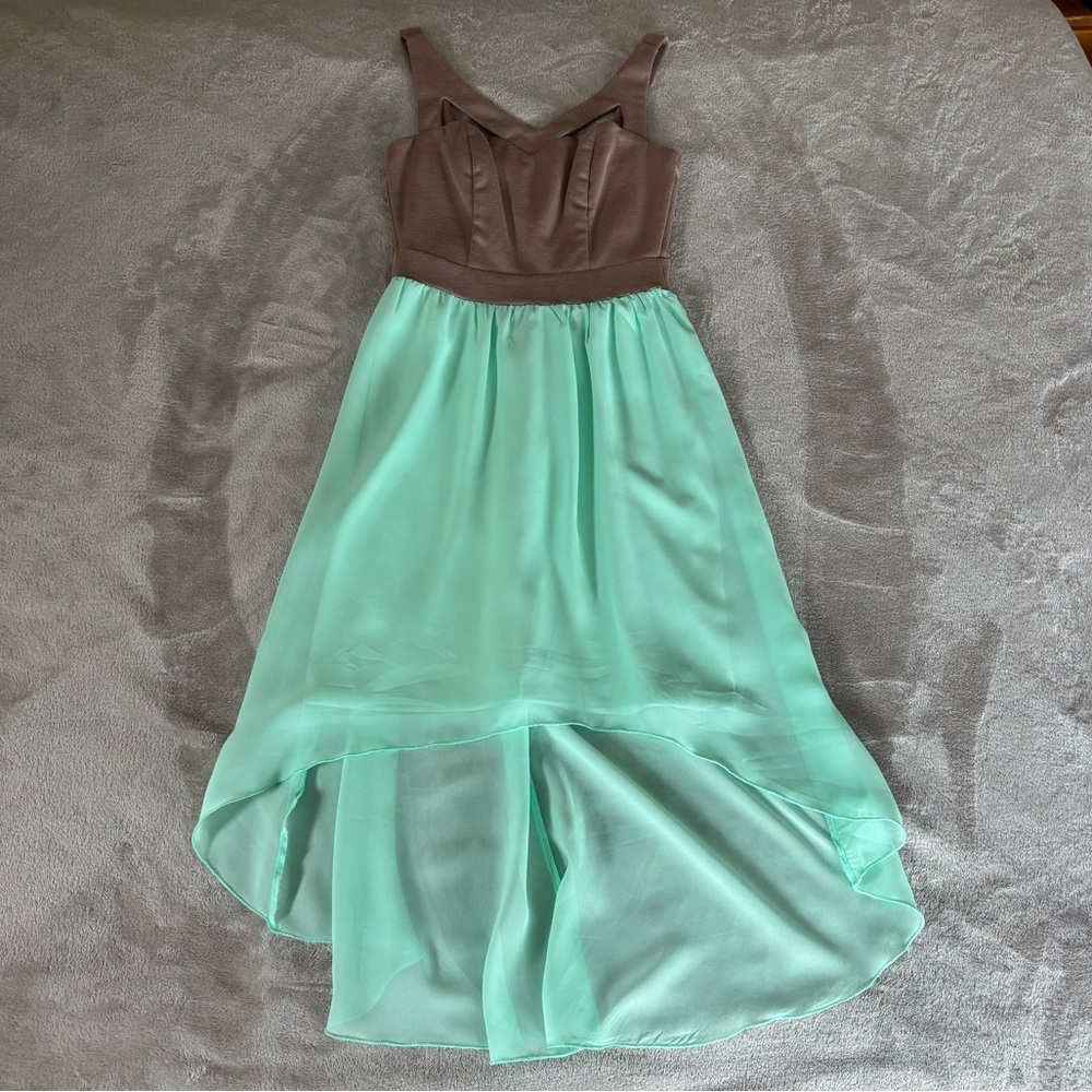 Size small Charolette Russe High Low Mint Tan Dress